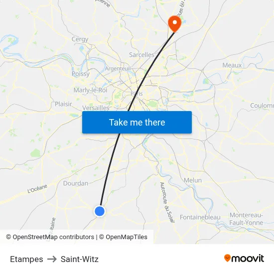 Etampes to Saint-Witz map