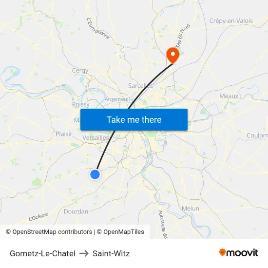 Gometz-Le-Chatel to Saint-Witz map