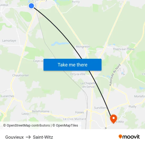 Gouvieux to Saint-Witz map