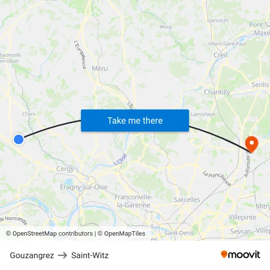 Gouzangrez to Saint-Witz map