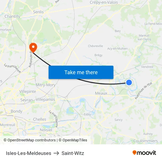 Isles-Les-Meldeuses to Saint-Witz map