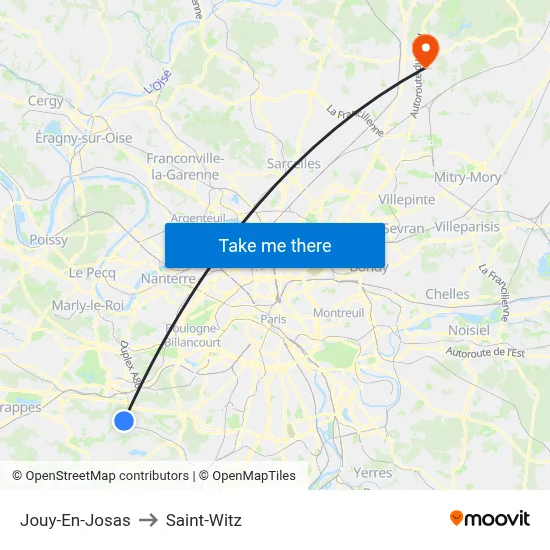Jouy-En-Josas to Saint-Witz map