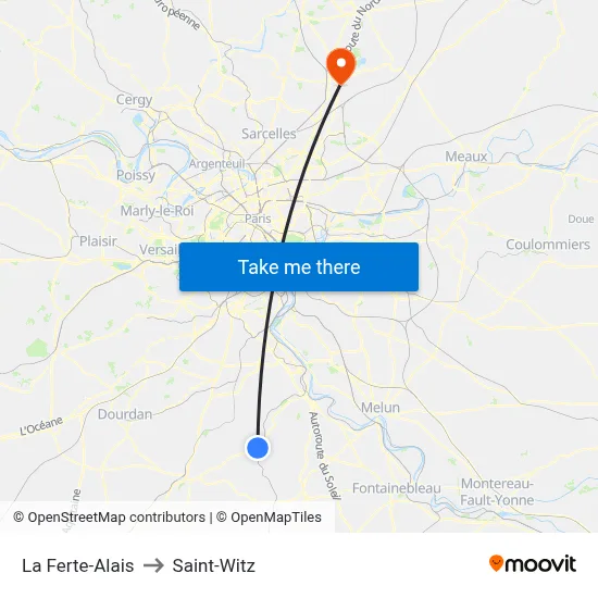 La Ferte-Alais to Saint-Witz map