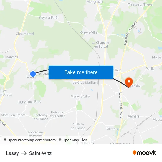 Lassy to Saint-Witz map