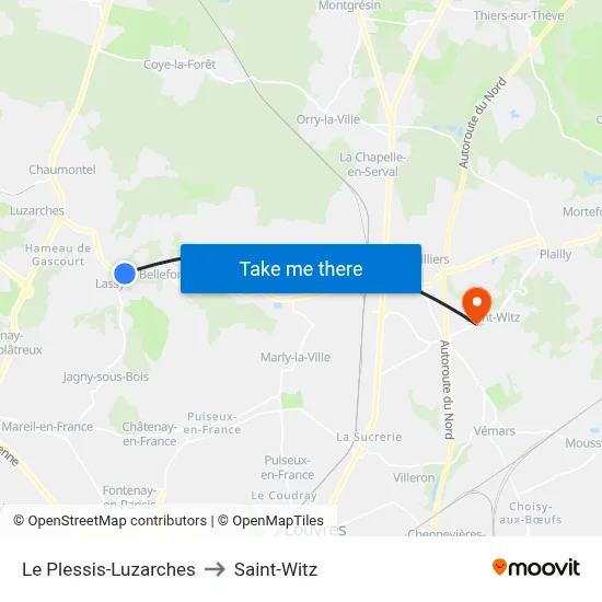Le Plessis-Luzarches to Saint-Witz map