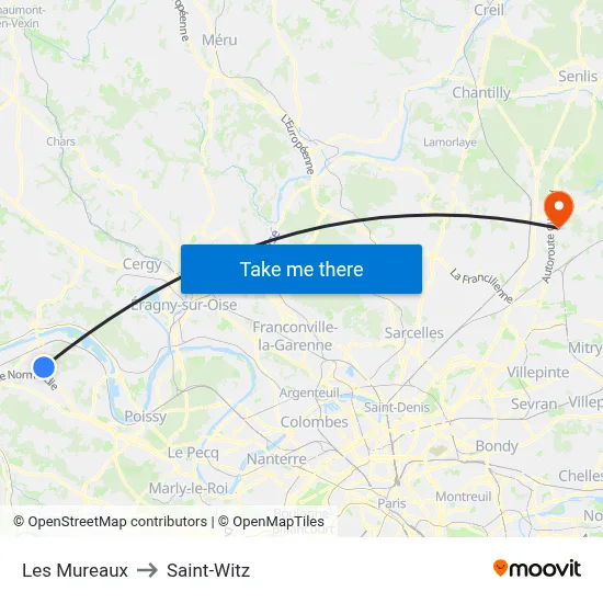 Les Mureaux to Saint-Witz map