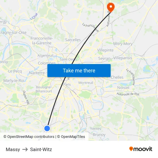 Massy to Saint-Witz map
