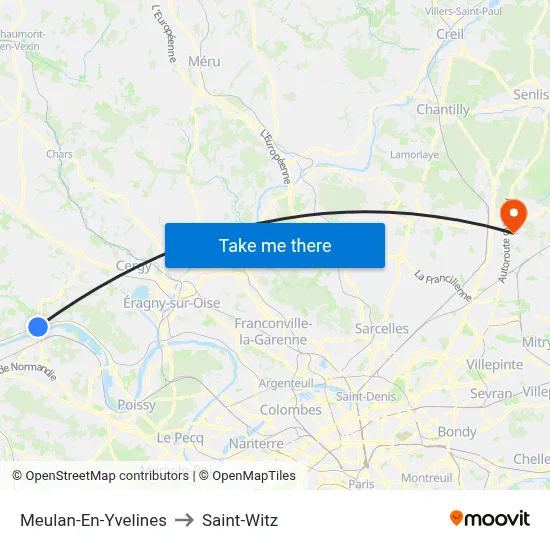 Meulan-En-Yvelines to Saint-Witz map