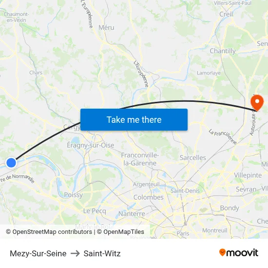 Mezy-Sur-Seine to Saint-Witz map