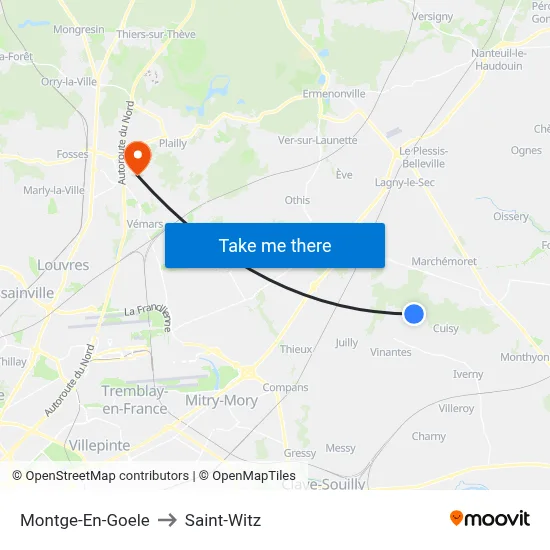 Montge-En-Goele to Saint-Witz map