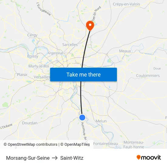 Morsang-Sur-Seine to Saint-Witz map