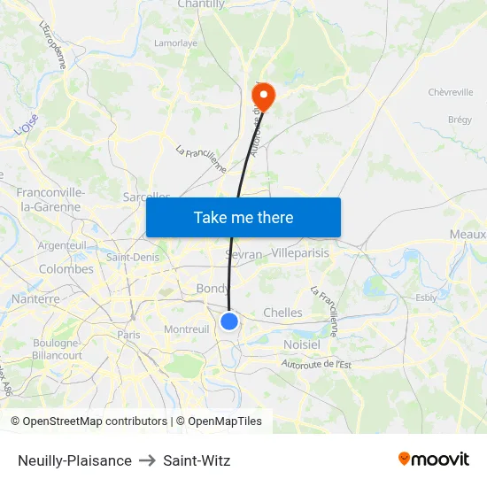 Neuilly-Plaisance to Saint-Witz map