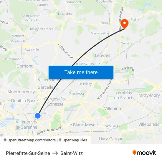 Pierrefitte-Sur-Seine to Saint-Witz map