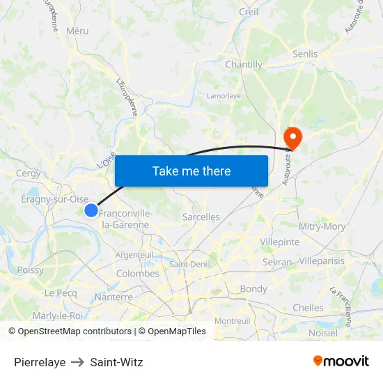 Pierrelaye to Saint-Witz map
