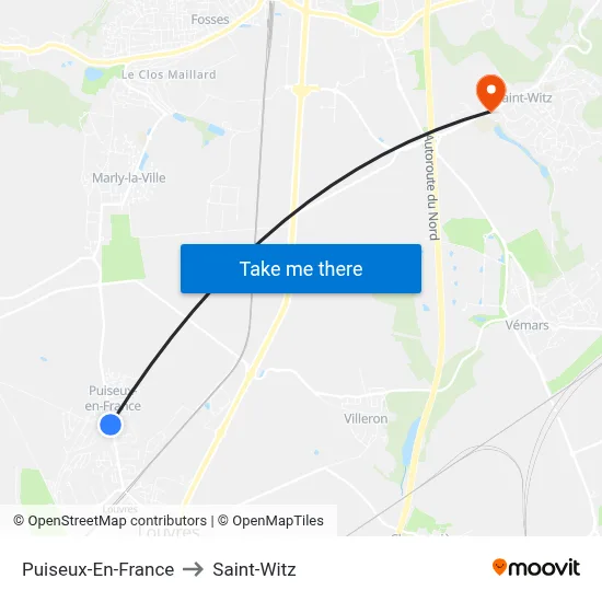 Puiseux-En-France to Saint-Witz map