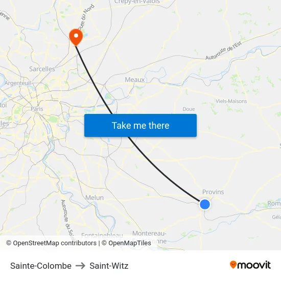 Sainte-Colombe to Saint-Witz map