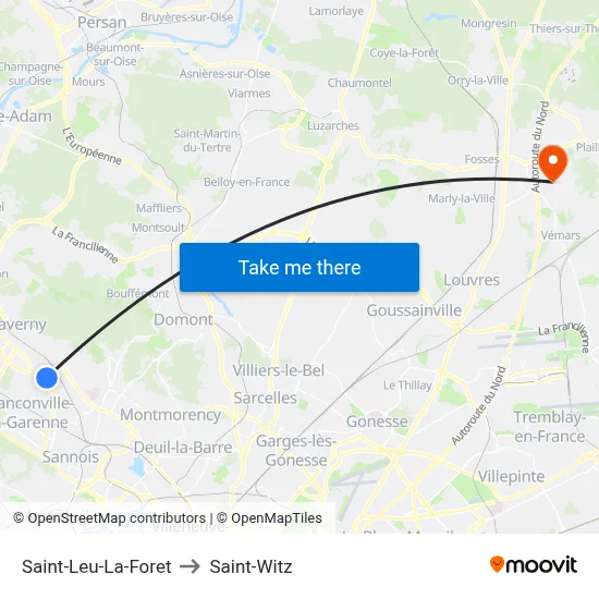 Saint-Leu-La-Foret to Saint-Witz map