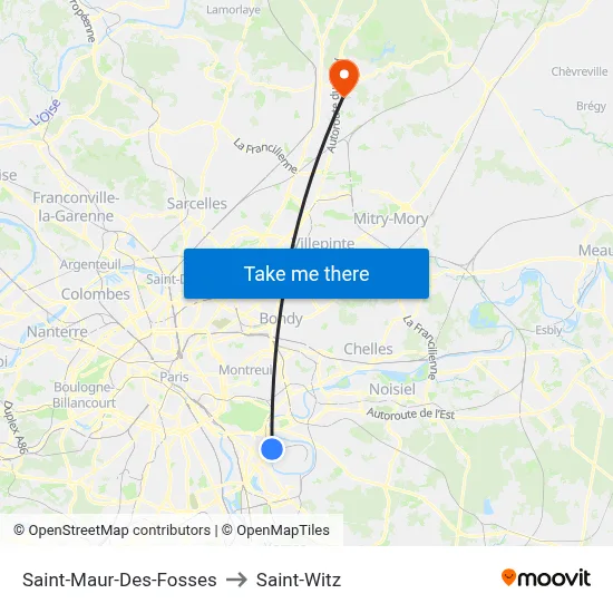 Saint-Maur-Des-Fosses to Saint-Witz map