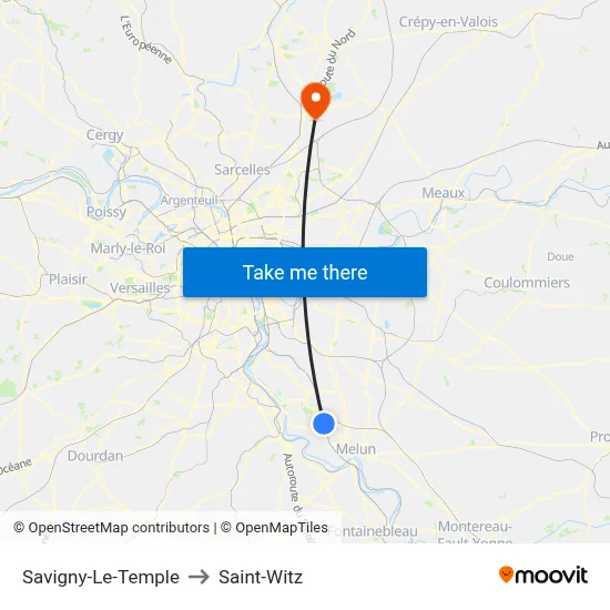 Savigny-Le-Temple to Saint-Witz map