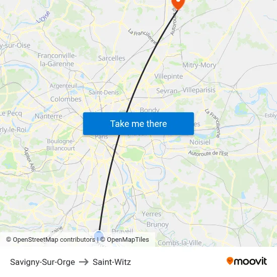 Savigny-Sur-Orge to Saint-Witz map