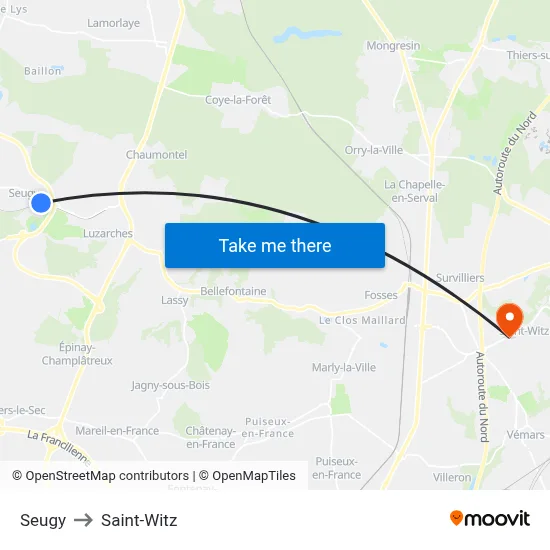 Seugy to Saint-Witz map