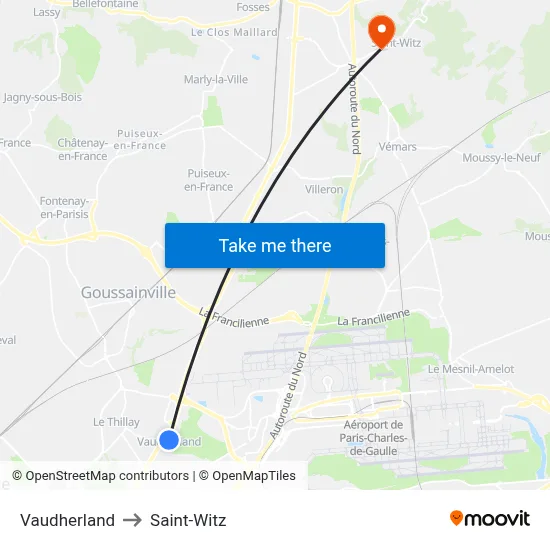 Vaudherland to Saint-Witz map