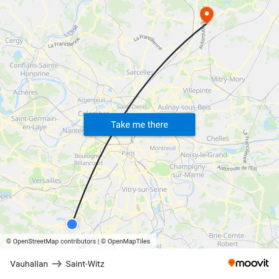 Vauhallan to Saint-Witz map