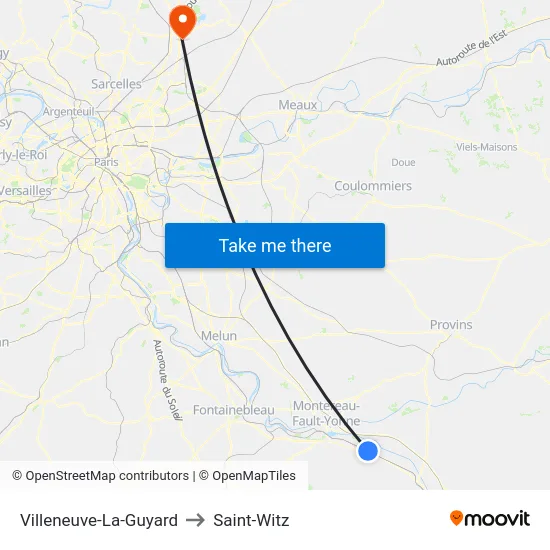 Villeneuve-La-Guyard to Saint-Witz map