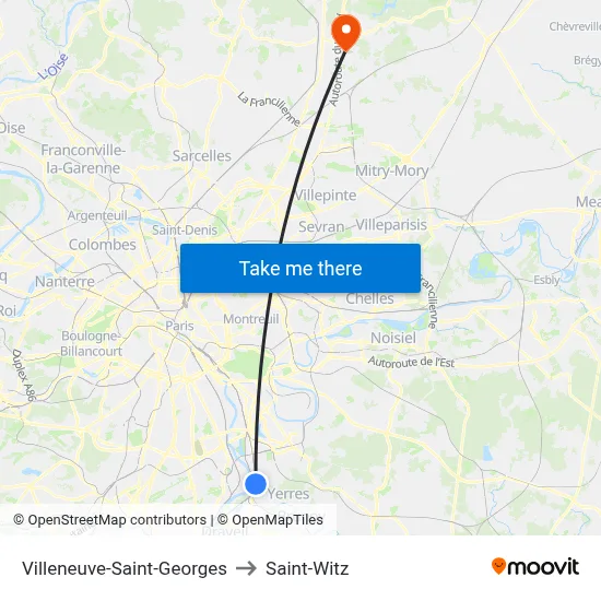Villeneuve-Saint-Georges to Saint-Witz map