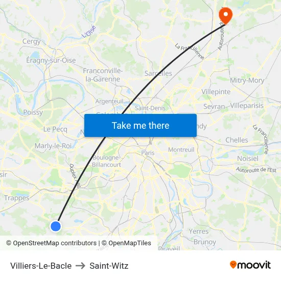 Villiers-Le-Bacle to Saint-Witz map