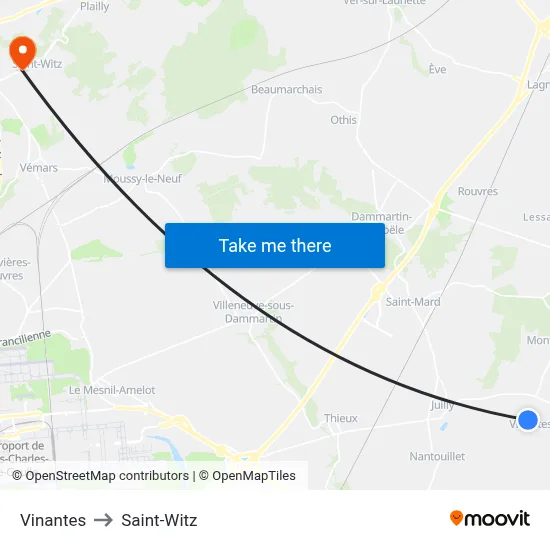 Vinantes to Saint-Witz map