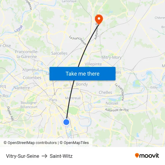 Vitry-Sur-Seine to Saint-Witz map