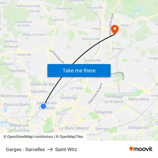 Garges - Sarcelles to Saint-Witz map