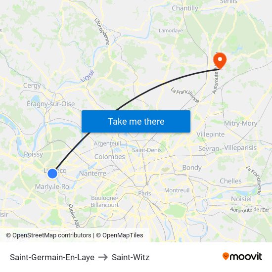 Saint-Germain-En-Laye to Saint-Witz map