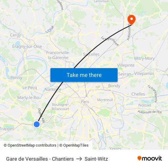 Gare de Versailles - Chantiers to Saint-Witz map