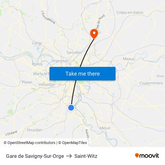 Gare de Savigny-Sur-Orge to Saint-Witz map