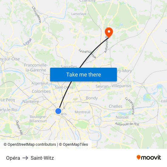 Opéra to Saint-Witz map