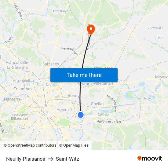 Neuilly-Plaisance to Saint-Witz map