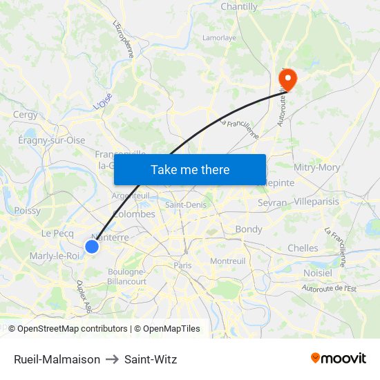 Rueil-Malmaison to Saint-Witz map