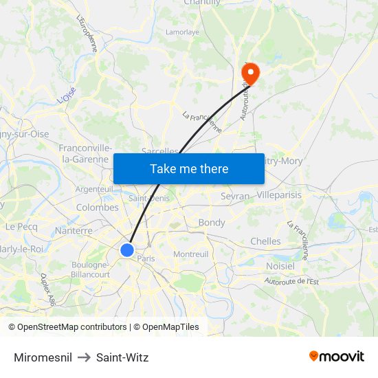 Miromesnil to Saint-Witz map