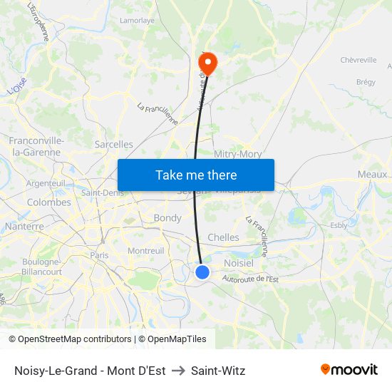 Noisy-Le-Grand - Mont D'Est to Saint-Witz map