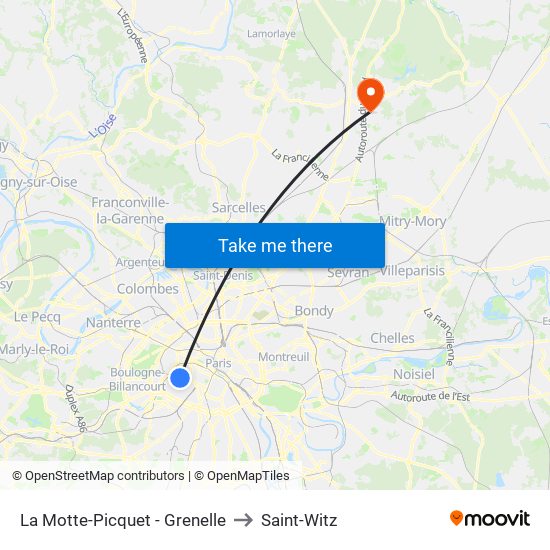 La Motte-Picquet - Grenelle to Saint-Witz map