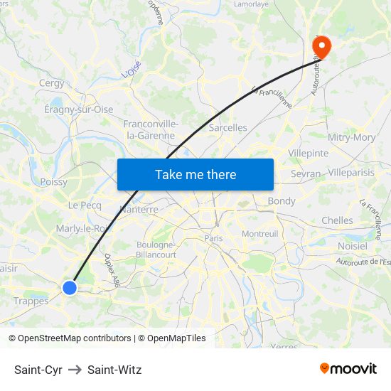 Saint-Cyr to Saint-Witz map