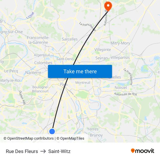 Rue Des Fleurs to Saint-Witz map