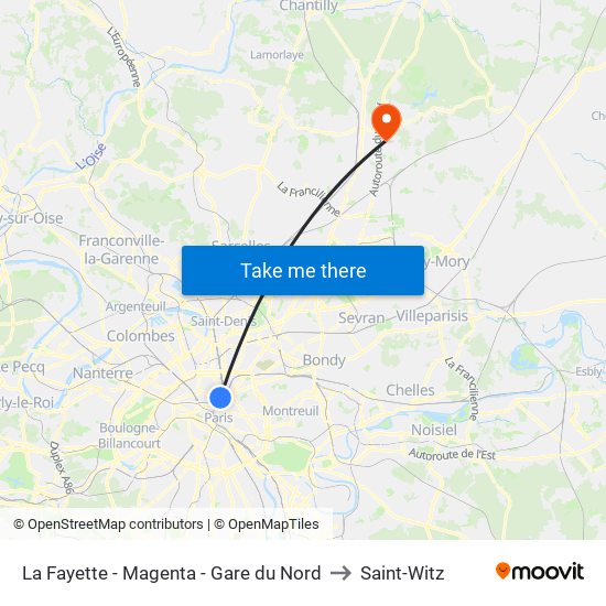 La Fayette - Magenta - Gare du Nord to Saint-Witz map