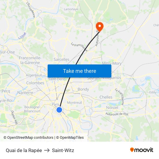 Quai de la Rapée to Saint-Witz map