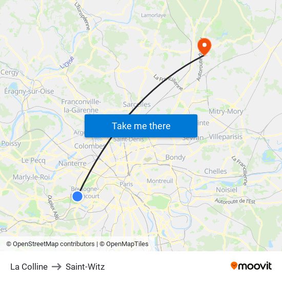 La Colline to Saint-Witz map