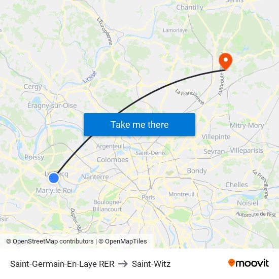 Saint-Germain-En-Laye RER to Saint-Witz map