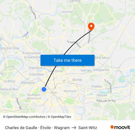 Charles de Gaulle - Étoile - Wagram to Saint-Witz map