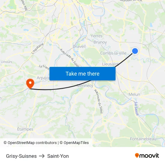 Grisy-Suisnes to Saint-Yon map
